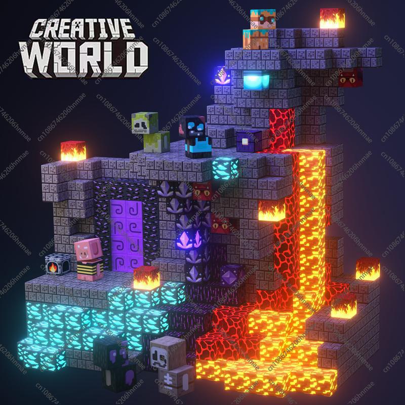 Магнитные строительные блоки Mine World Магнитный куб для укладки Конструктор Обучающие сенсорные игрушки для детей Мальчики Девочки в возрасте от 3 лет и старше DIY