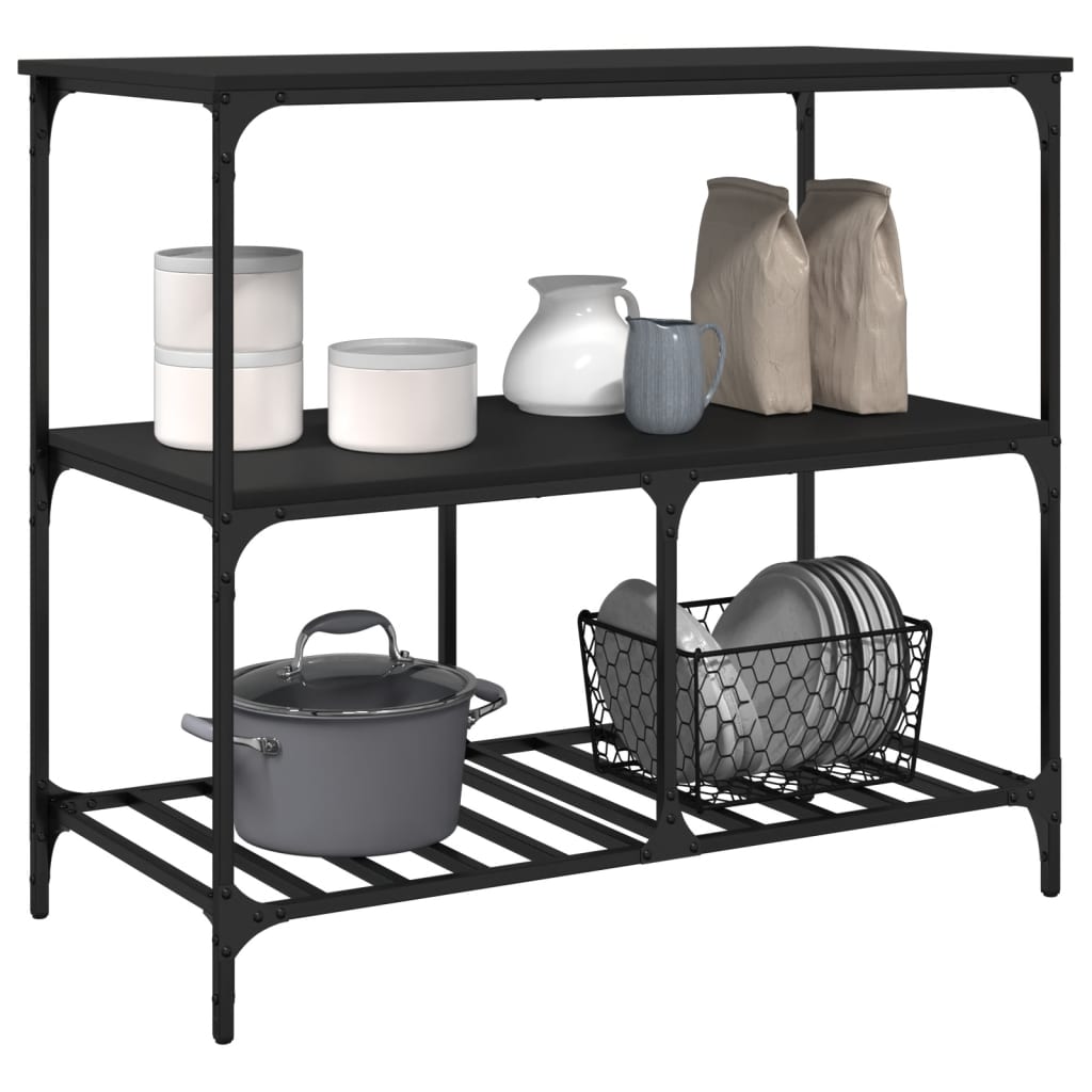 Kitchen Trolley Black 100x50x95 cm Particleboard