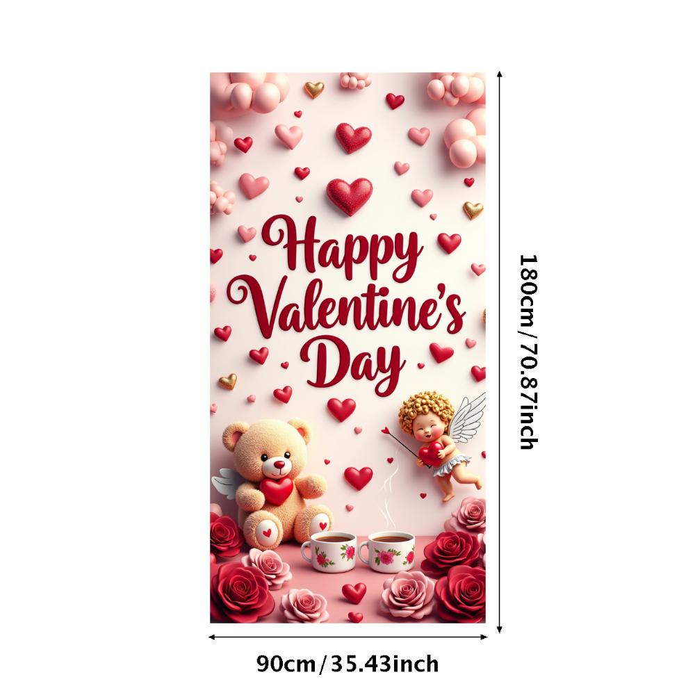 Valentine's Day Banner Backdrop Romantic Decorations Heart Background Red Love Celebration Photography Prop Party Supplies