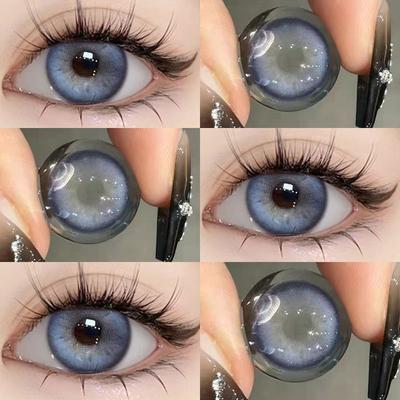 Контактные линзы 2 шт., сине-зеленые, смешанного цвета, 14,5 мм, мягкие линзы с увеличенным зрачком