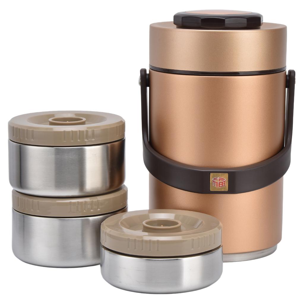 2.3L Vacuum Lunch Box 304 Stainless Steel 3 Layers Prevent Leakage Insulated Food Container for Work Travel