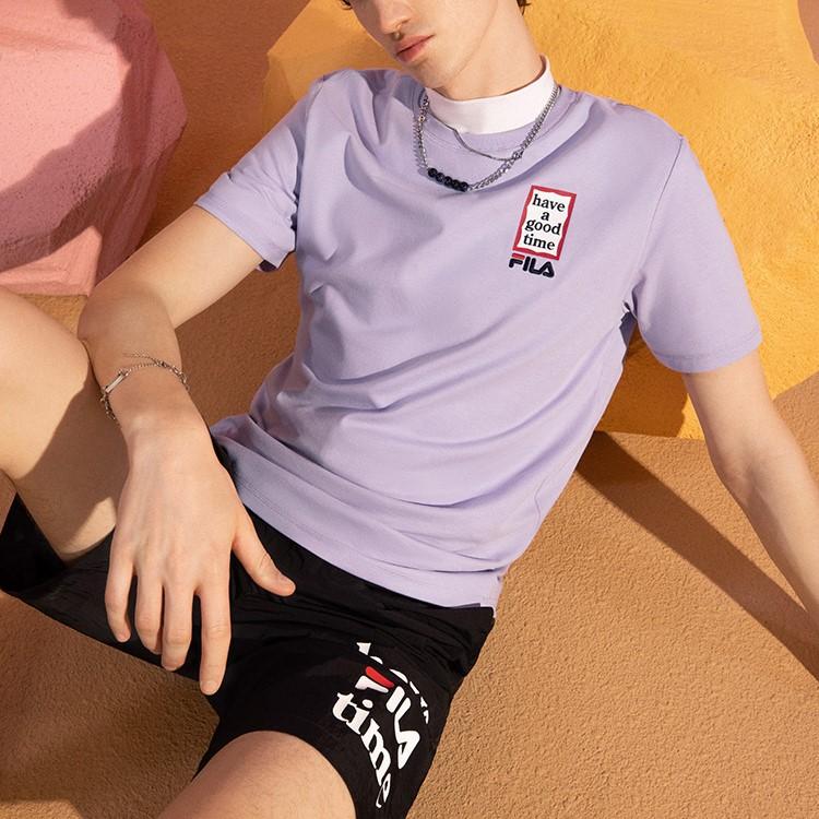 Fila Унисекс футболки X HAGT Фэнтези Фиолетовый Круглый вырез Умеренный прямой крой F11U229102F-VT