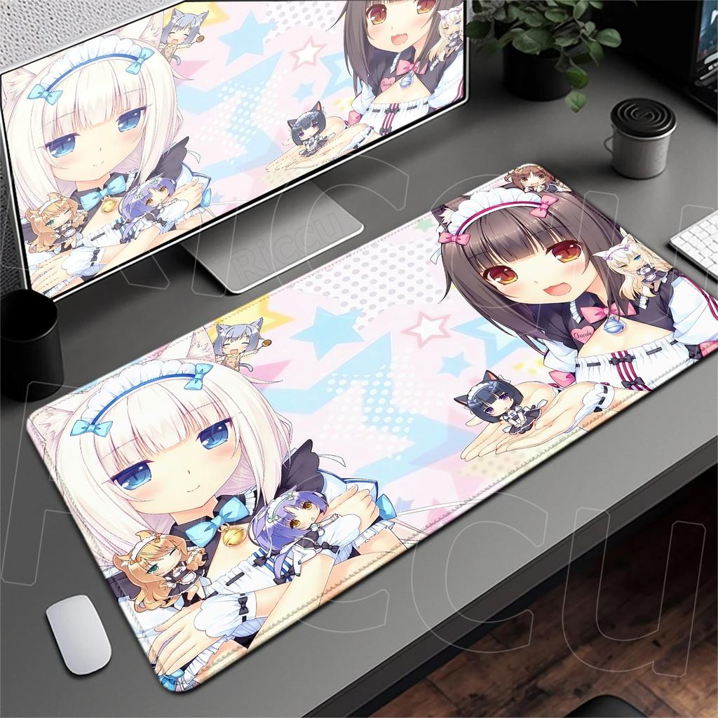 Аниме Nekopara Милая Девушка Ковер Большой Защитная Подушка для Компьютерного Стола XXL Игровой Коврик для Мыши с Заблокированным Краем Утолщенный Коврик для Клавиатуры Скоростной