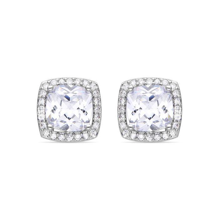 Boucles d'oreilles - LUXENTER - Derlim - métal lisse - plaqué rhodium - zircone 12 mm