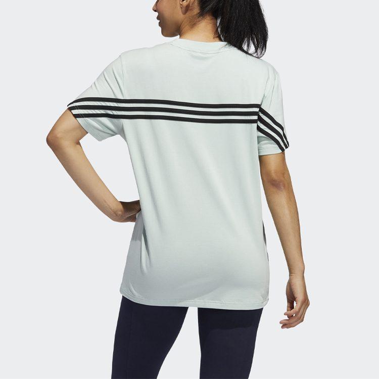 Adidas T Shirts Women's Light Green Crew Neck Moderate Straight Fit GH3801