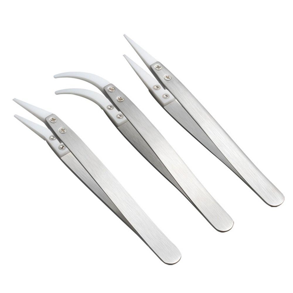 Керамические пинцеты с прямыми/изогнутыми кончиками, антистатические промышленные пинцеты, зажимной инструмент