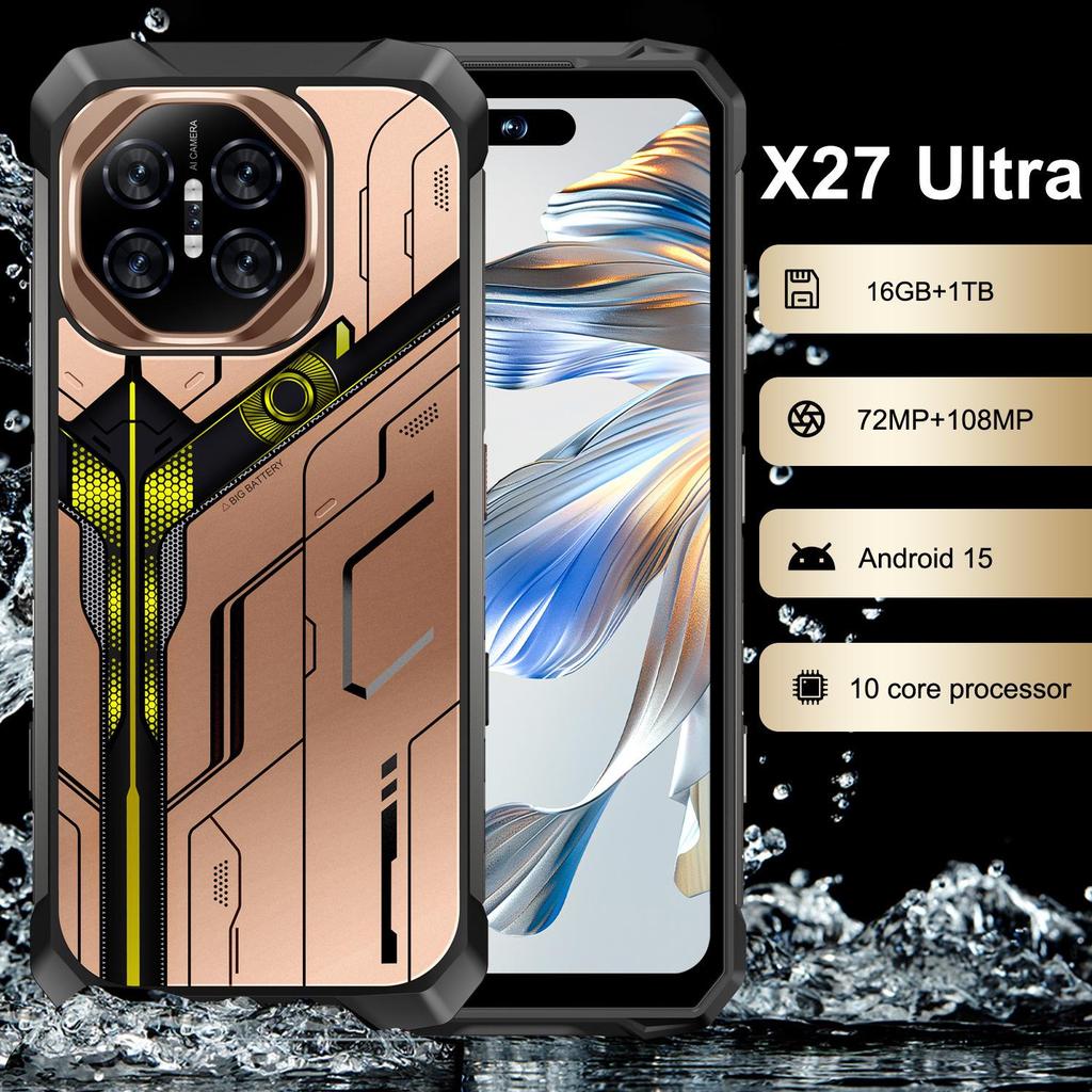 X27 Ultra Водонепроницаемый смартфон - 16 ГБ ОЗУ + 1 ТБ Памяти, Большой Экран