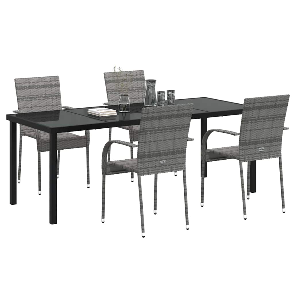 Garden Dining Set 5 pcs Grey Powder Coated Steel