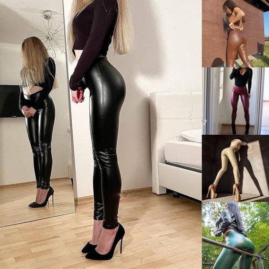 Сплошные женские брюки с высокой талией, брюки с эластичной резинкой на талии, ветрозащитные брюки из искусственной кожи, женская одежда