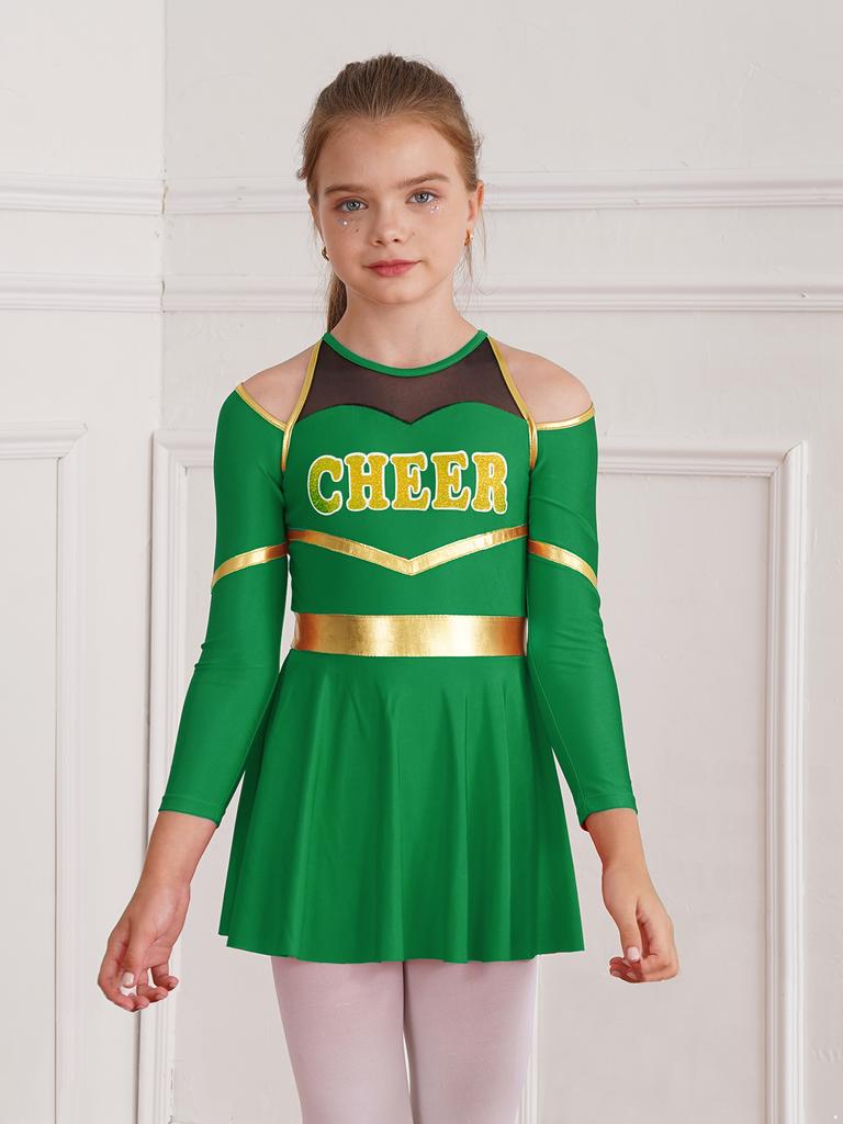 Girls Figure Skating Gymnastics Costume Modern Jazz Ballet Dancewear Pathwork Dress School Sport Meeting Cheerleading Uniform