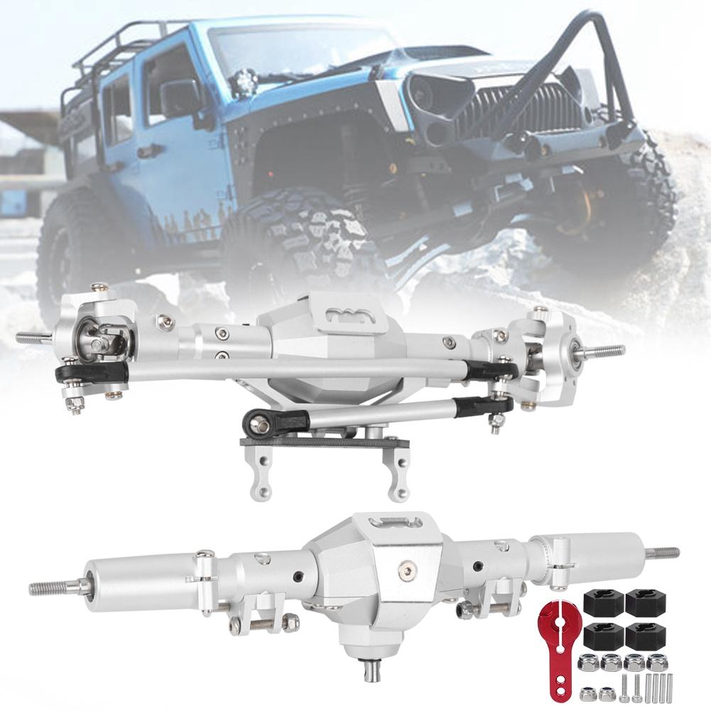 Silver Aluminum Alloy Shell RC Car Front Rear Axle Upgrade Parts Accessory for Axial SCX10 II 90047 90046Front Rear Axle