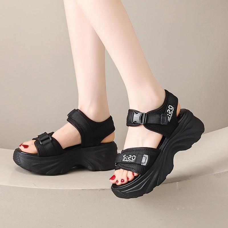 Женские летние удобные сандалии 2024 года, новые спортивные туфли на толстой подошве, повседневные женские спортивные туфли на толстой подошве, сандалии Zapatos