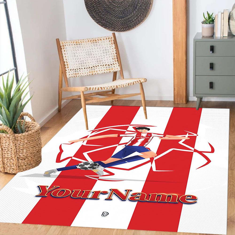 Atletico Madrid Personalized Text Carpet Design for Dining Room Hallway Outdoor Playrooms Antislip Carpet Anime Office Decor Best for Christmas