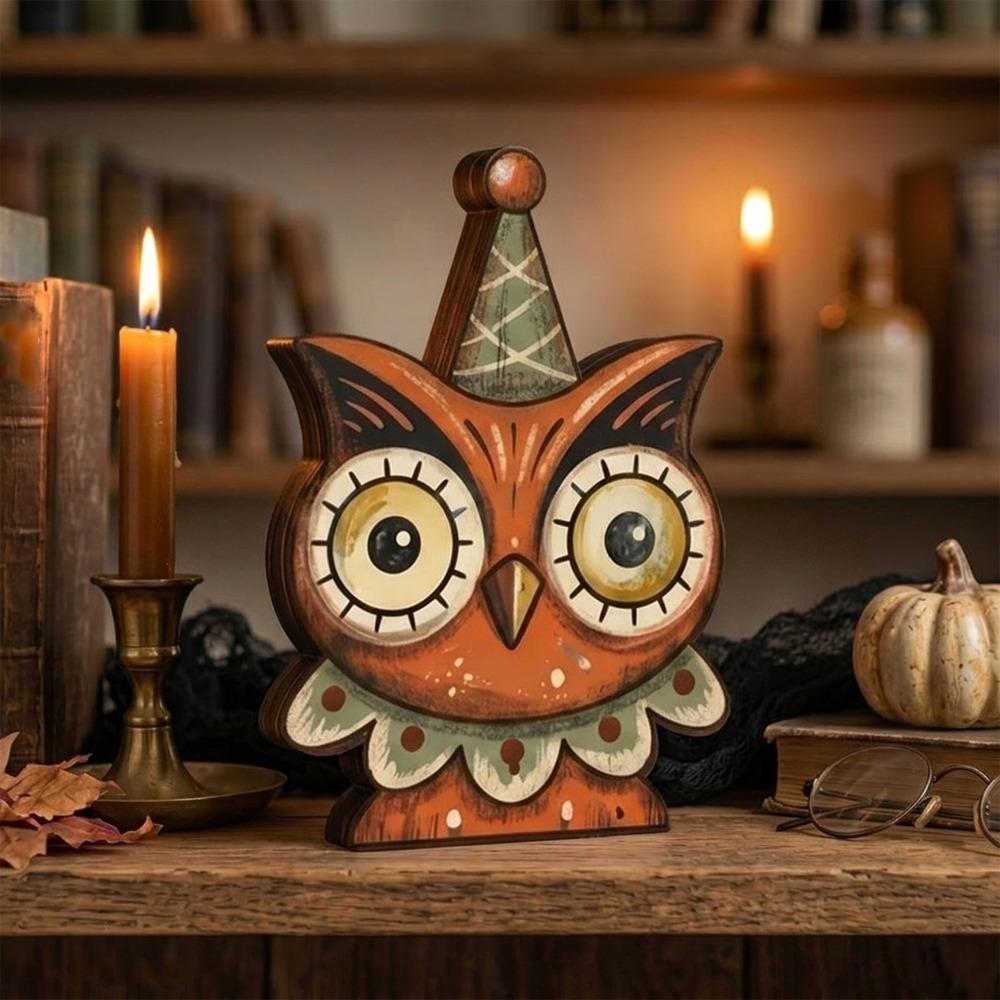 Farmhouse Style Halloween Wooden Tabletop Sign Cartoon Halloween Tiered Tray Decor Shelf Decor