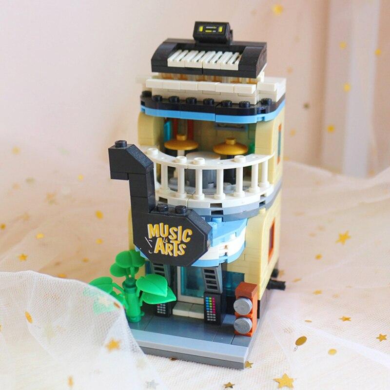 LOZ 1623 City Street Music Shop Musical Instrument Store Piano Architecture Mini Blocks Bricks Building Toy No Box