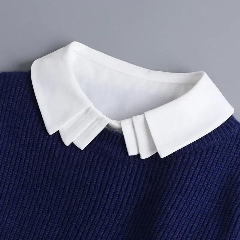 Hollow Lace Chiffon Doll Cotton Fake Collar Blouse Sweater Detachable Shirt Collar False Collar Lapel Women Top Collars Decor
