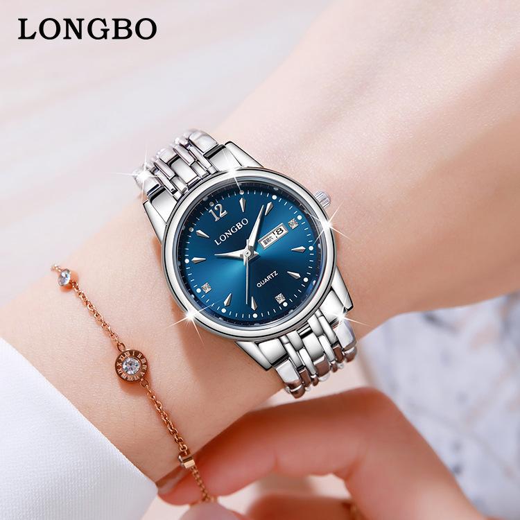 Longbo Longbo Стальной Ремешок Женские Часы Повседневные Двойной Календарь Кварцевые Женские Часы