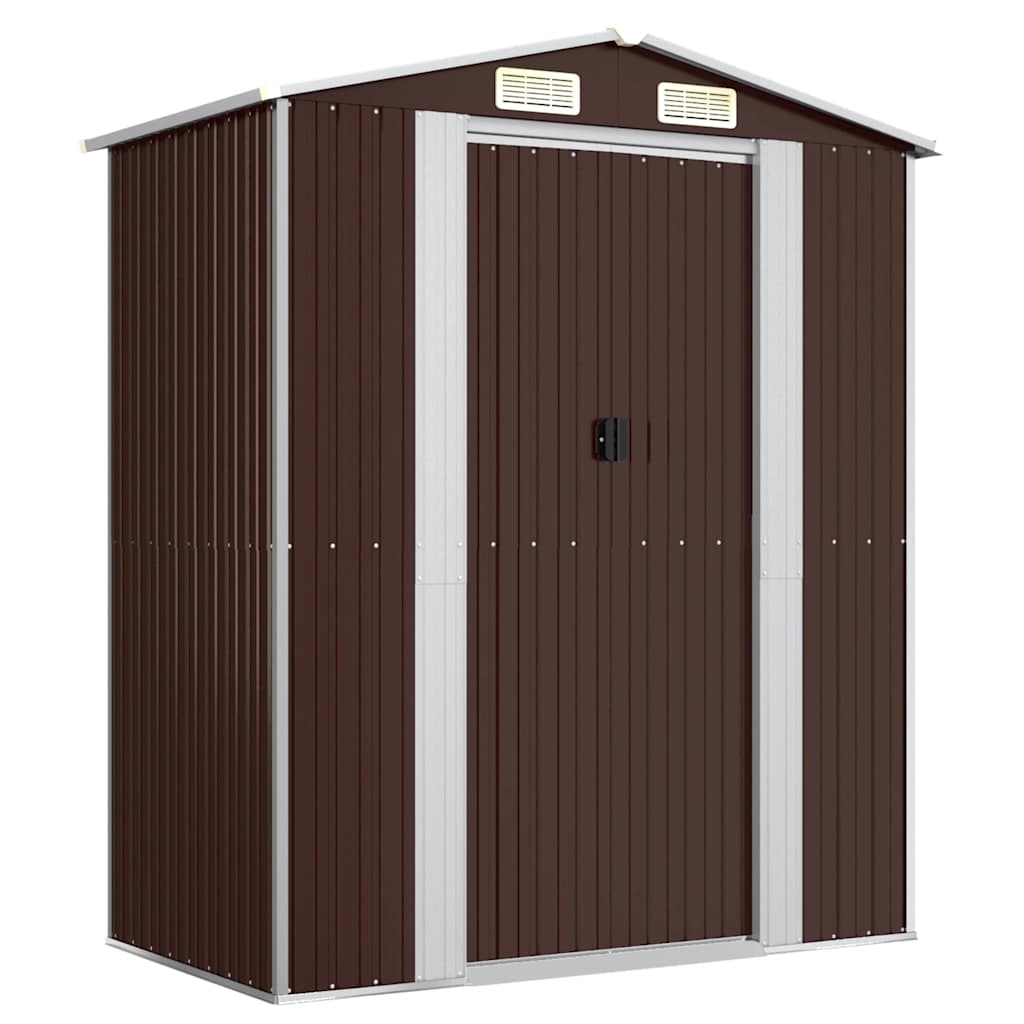 Garden Shed Dark Brown 192x108x223 cm Galvanized Steel