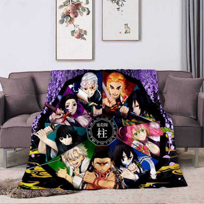 Japanese manga artist Koyoharu Gotouge's Demon Slayer blanket Soft and portable four season home bed, office travel, lunch break, warm blanket K24