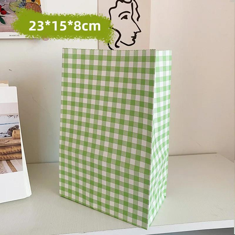 5/10 шт. красочный клетчатый крафт-бумажный пакет для печенья, конфет, подарочная упаковка, вертикальная сумка для хранения на день рождения, милое украшение своими руками