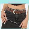 Metal Circle Half Pin Buckle Hand Woven Rope Womens Belt Accessories Clothing