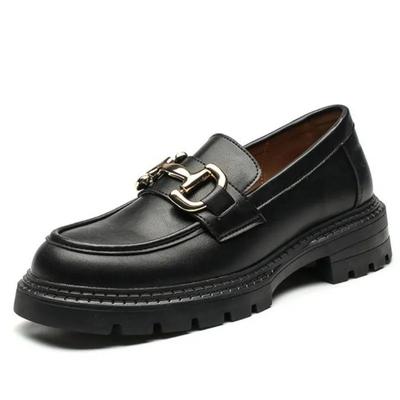 Модные женские туфли весна-осень из натуральной кожи, повседневные женские туфли для студентов, туфли на платформе с круглым носком, женские туфли 2024