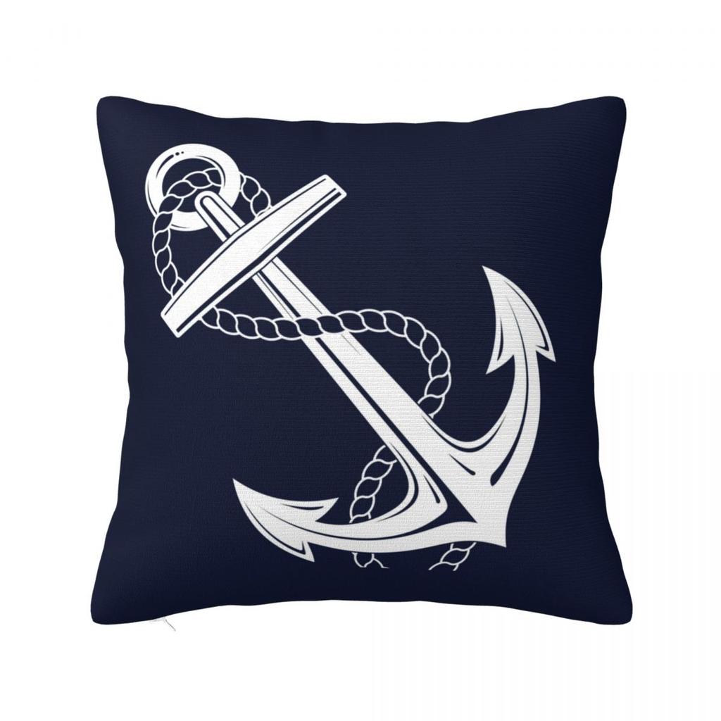 Nautical Red Navy Anchor Square Pillow Cases Cushion Covers Awesome Zippered Decorative Pillowcase for Sofa 45*45cm