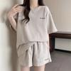 Women's Casual Two-Piece Shorts Set Loose Short Sleeve T-shirts Elastic Waist Shorts Sets with Pockets Summer Lounge Outfit