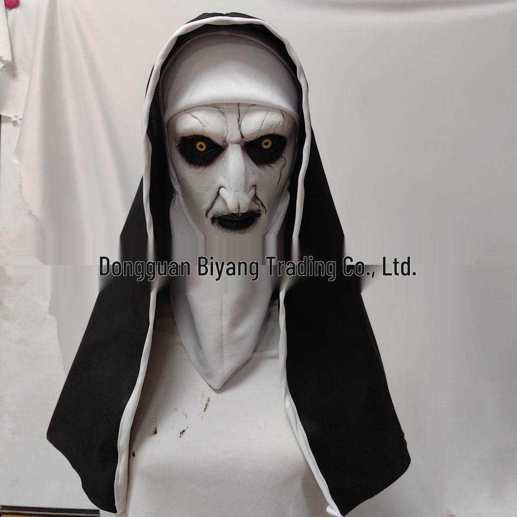 Маска и головной убор страшной монахини на Хэллоуин из латекса
