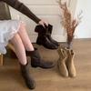 2025 Autumn and Winter New Fashion Versatile Stacking Boots Thick Heel Short Women's Boots Suede Short Boots Western Boots Riding