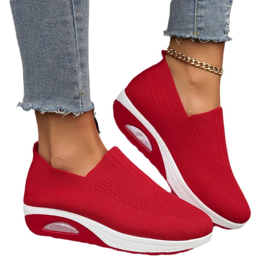 Women Walking Shoes Air Cushion Non Slip Orthopedic Shoes Ladies Platform Mules Breathable Wedge Female Sneakers 2024