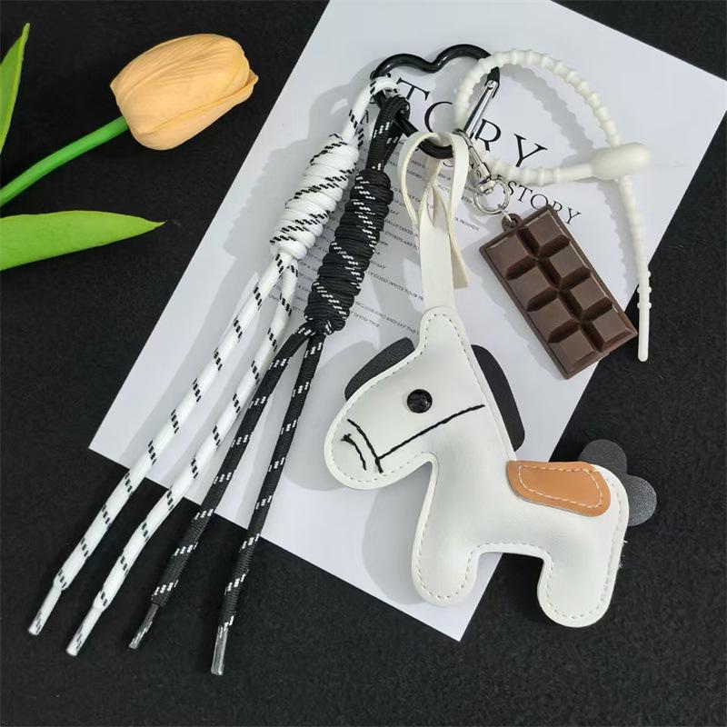 1 шт. Кожаный брелок-пони, плетеный шнурок, подвеска для рюкзака, аксессуары для подвешивания на сумку для телефона, DIY украшение