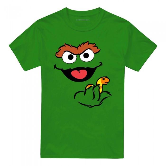 Sesame Street Unisex Adult Holding Slimey Oscar The Grouch T-Shirt