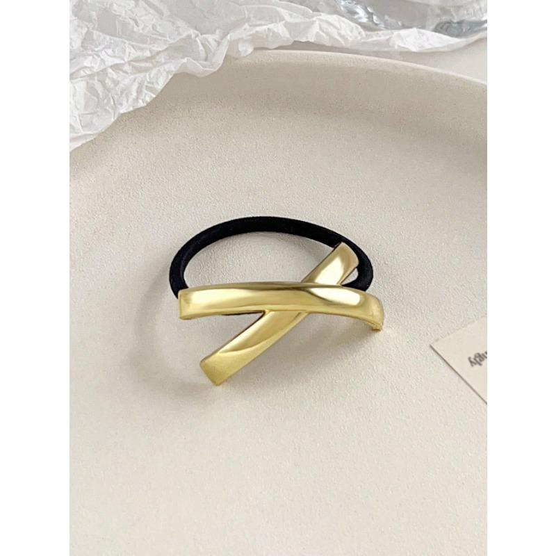 1Pcs Gold Metal Geometric Elastic Hair Ties,Ponytail Hair Cuff Wrap for Thick Thin Hair Elastic for Women Girls Hair Accessories