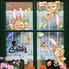 2025 Happy Easter Rabbit Window Stickers Cute Bunny Easter Eggs Flowers Glass Sticker Spring Easter Party Home Decor Wall Decal