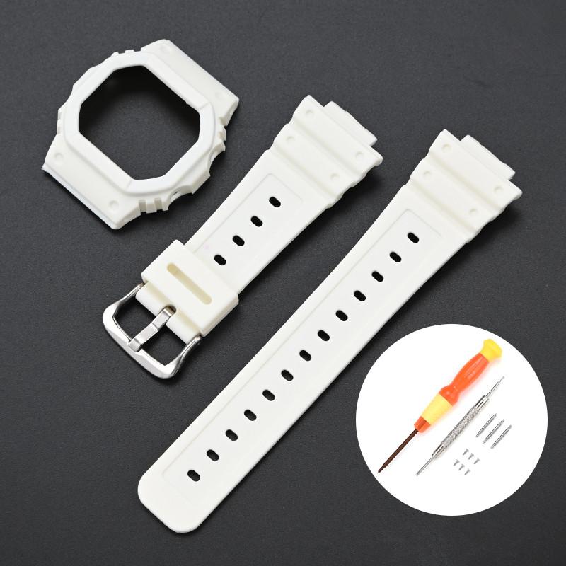 Strap With Case for Casio G-Shock DW-5600 DW-5000 GW-M5610 GLX-5600 Men Women Replacement Rubber Resin Shell Watch Band Bracelet
