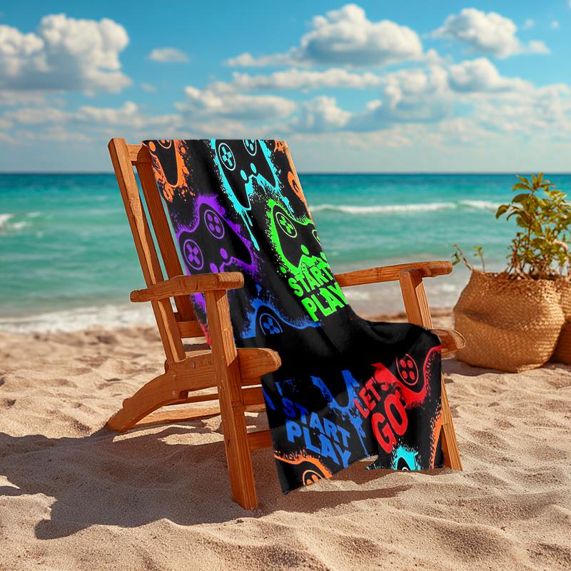 Ultra-Soft Beach Towel with Game Controller Theme,Ideal for Pool - Camping, Diving - Perfect Travel Essential, Vibrant Beach Towel.