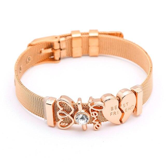 High Quality Stainless Steel Mesh Bracelets Bangles Heart Keeper Charms Bracelet For European Woman Men Gifts Wholesale