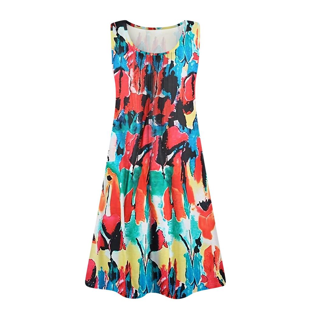 Womens Summer Dresses Loose  Sleeveless Sundresses Dress With Pockets