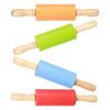 4PCS Mini Rolling Pin Wooden Handle Non‑Stick Silicone Rolling Pins for Home Kitchen Children Baking Tool