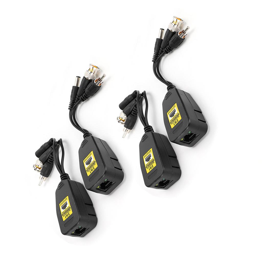 2 пары 3-в-1 PowerVideoAudio Balun Коннектор Передатчик 8MP CVi AHd TVi CVBS