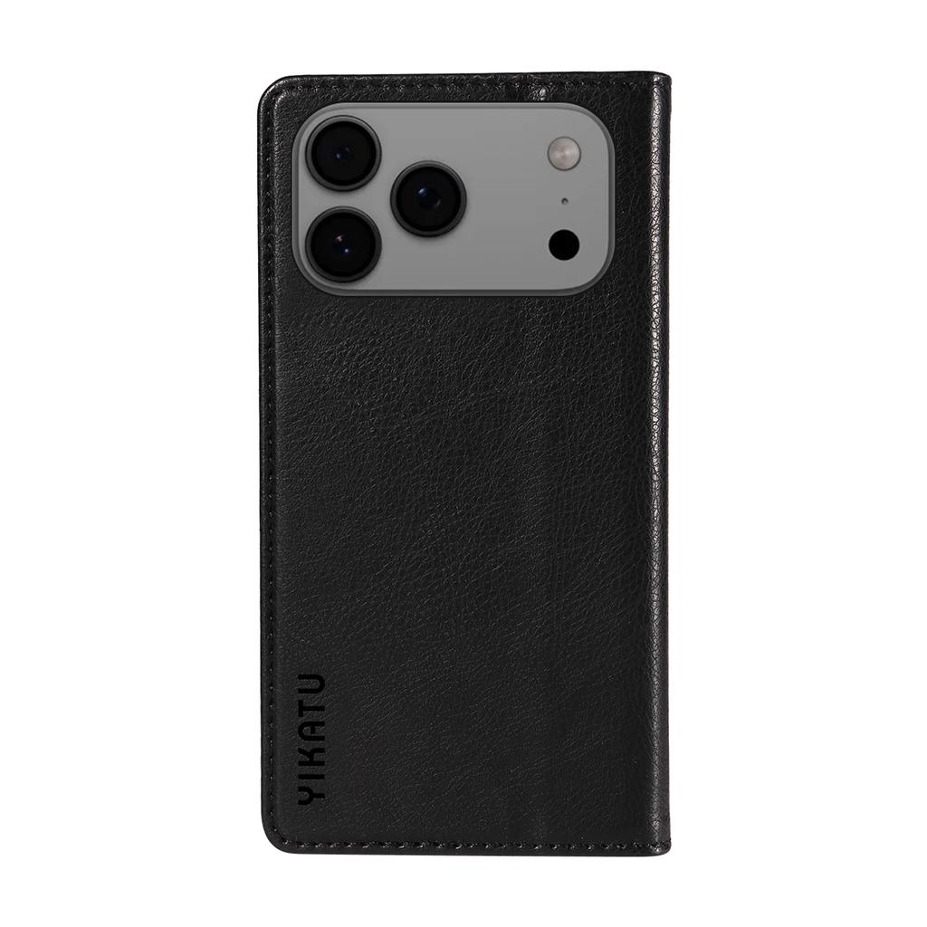 For iPhone 17 Pro Max Wallet Case YIKATU YK-006 Magnetic Closure Leather Phone Cover Litchi Texture