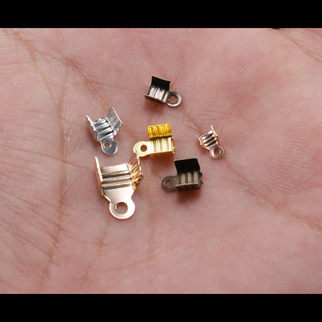 200 pcs/lot Metal End Caps End Clasps Leather Cord Crimp Bead Connectors For Jewelry Making Findings DIY Accessories Supplies