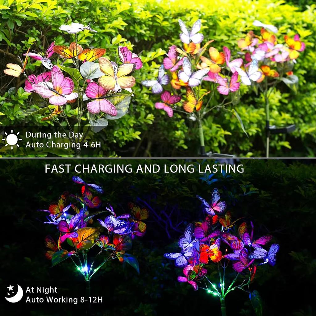 Solar Sunflower/Butterfly Flower Lights Outdoor Garden Landscape Waterproof LED Lawn Lampfor Yard Patio Christmas Party Decor