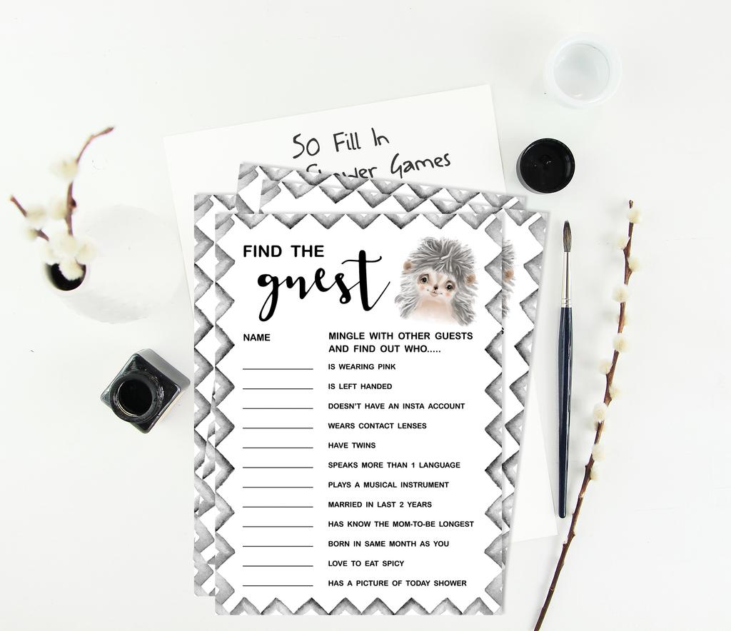 Inkdotpot Игровой набор Baby Shower из 50 игр BabyA AlphabetA ABCA Game Hedgehog Jungle Animals Party