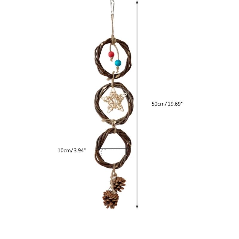 Three Rings Swing Bird Toy Birdcages Hangable Perch Toy Cage Decors Budgies Chewable Toy Macaws Pecking Toy