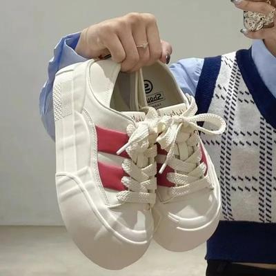 Мода 2024 года, новые женские кроссовки на высокой платформе с толстой подошвой, модные весенние и осенние туфли на шнуровке из вулканизированной ткани