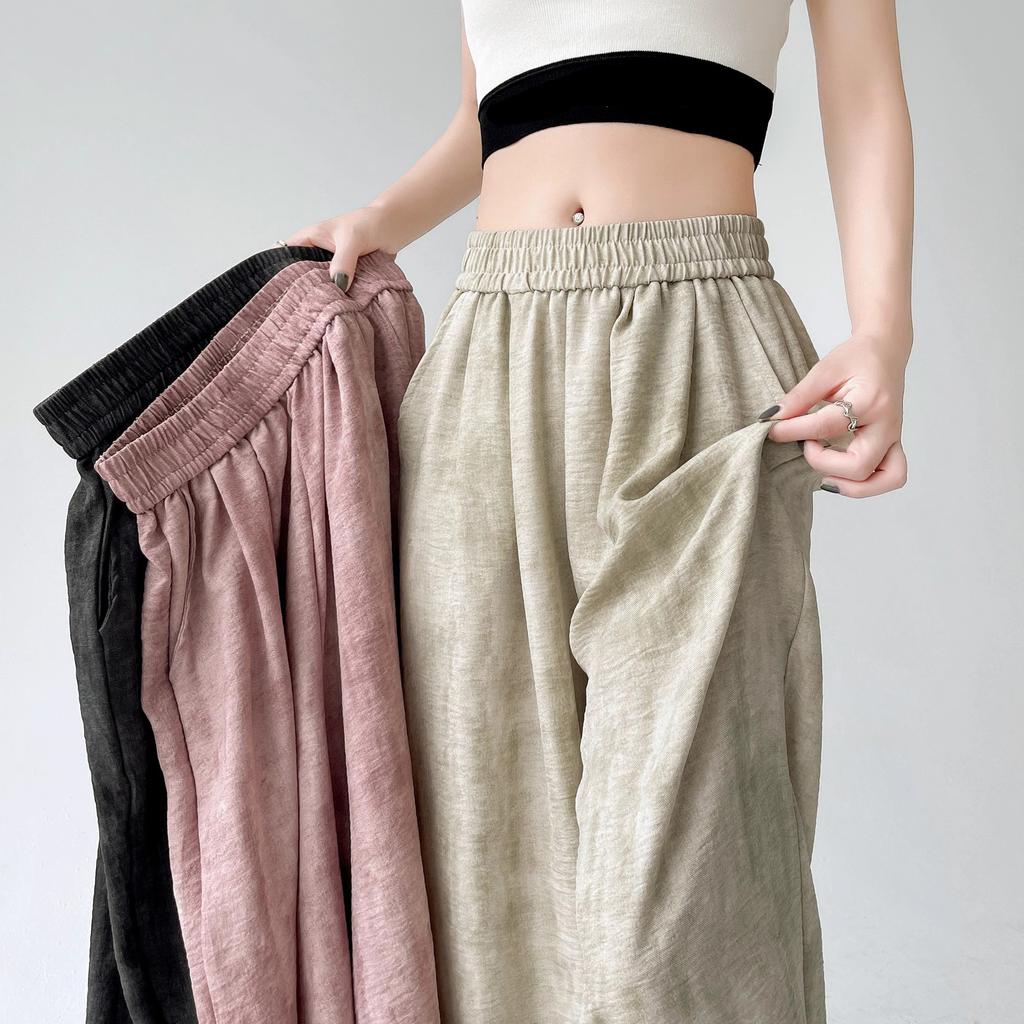 Женские повседневные дизайнерские свободные широкие брюки для девочек, прямые брюки с принтом тай-дай, розовые, черные, абрикосовые, мешковатые брюки