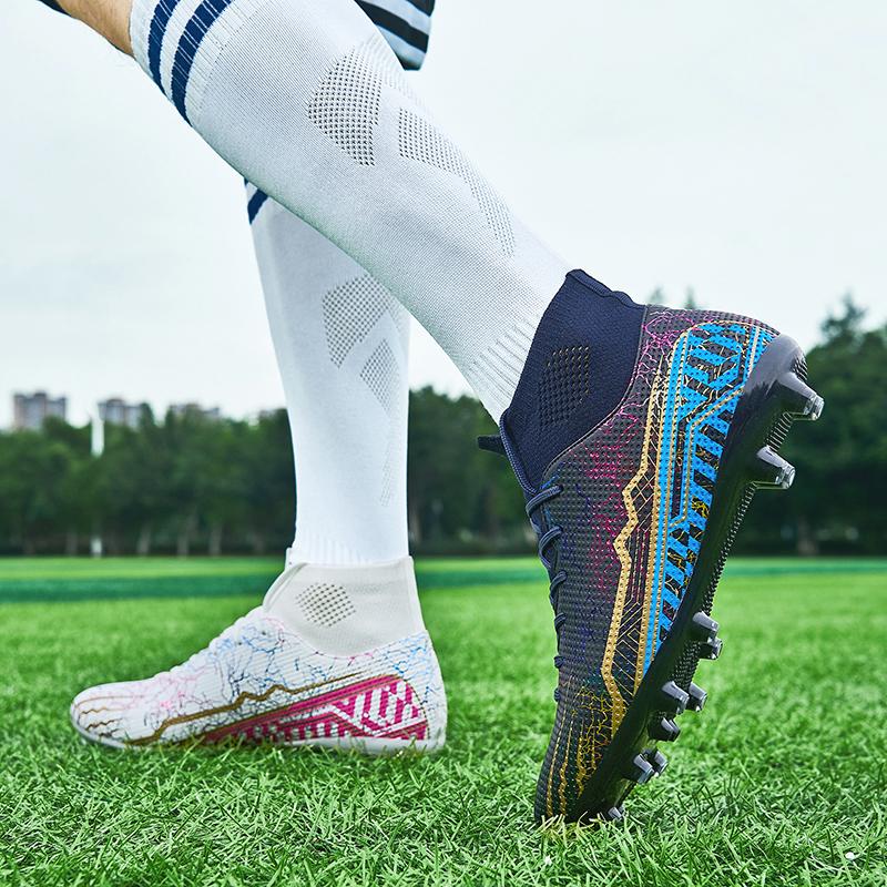 Футбольные бутсы Высокие эластичные носки Рот, кожаное ограждение Газонная резина с короткими ногтями Футбольные бутсы Детские футбольные бутсы большого размера