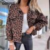 Spring and Autumn Women's Denim Jacket Leopard Print Long Sleeve Short Loose Type Casual Jacket